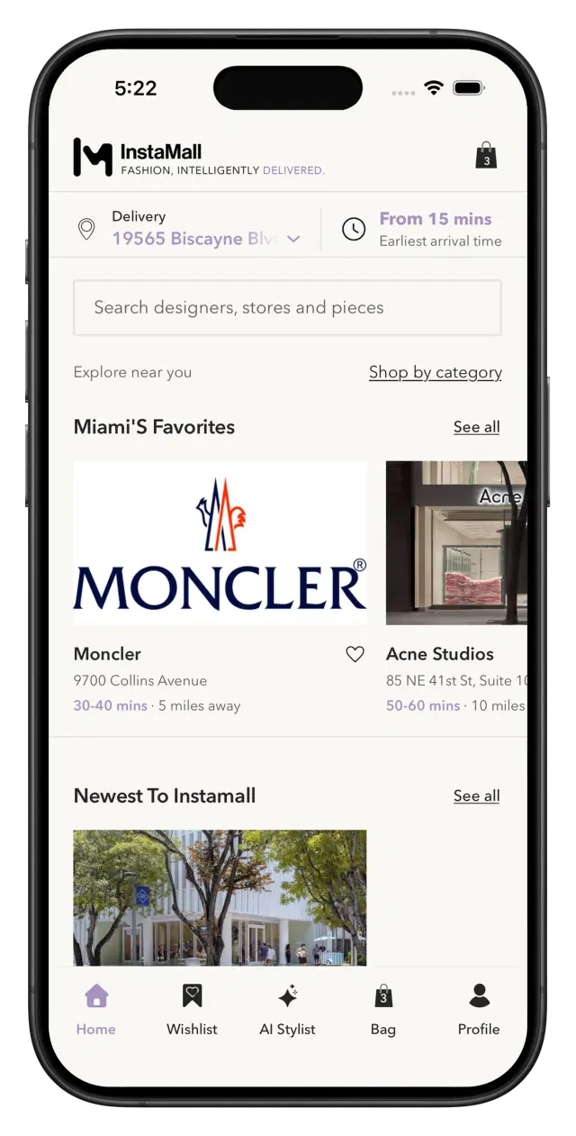 InstaMall app home screen