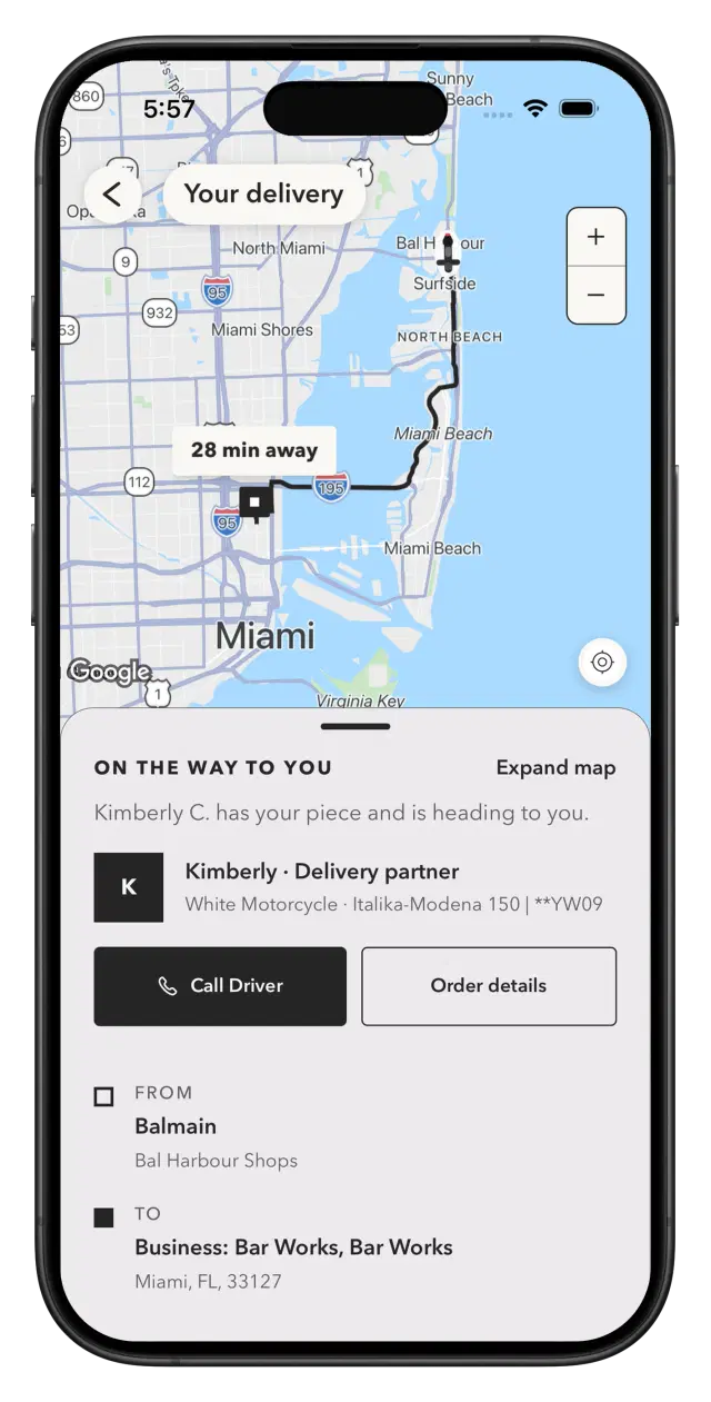 InstaMall order tracking screen