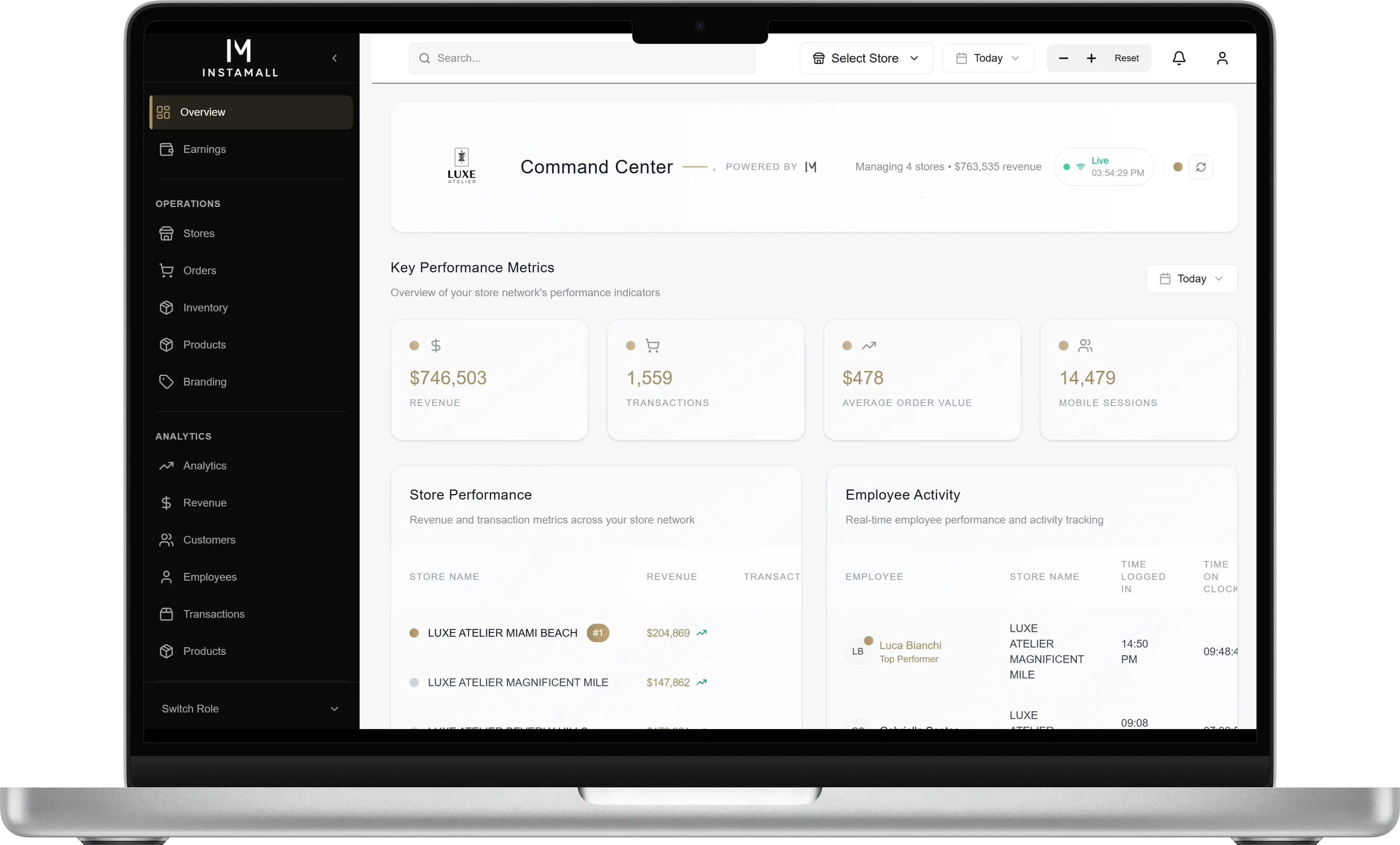Instamall store dashboard