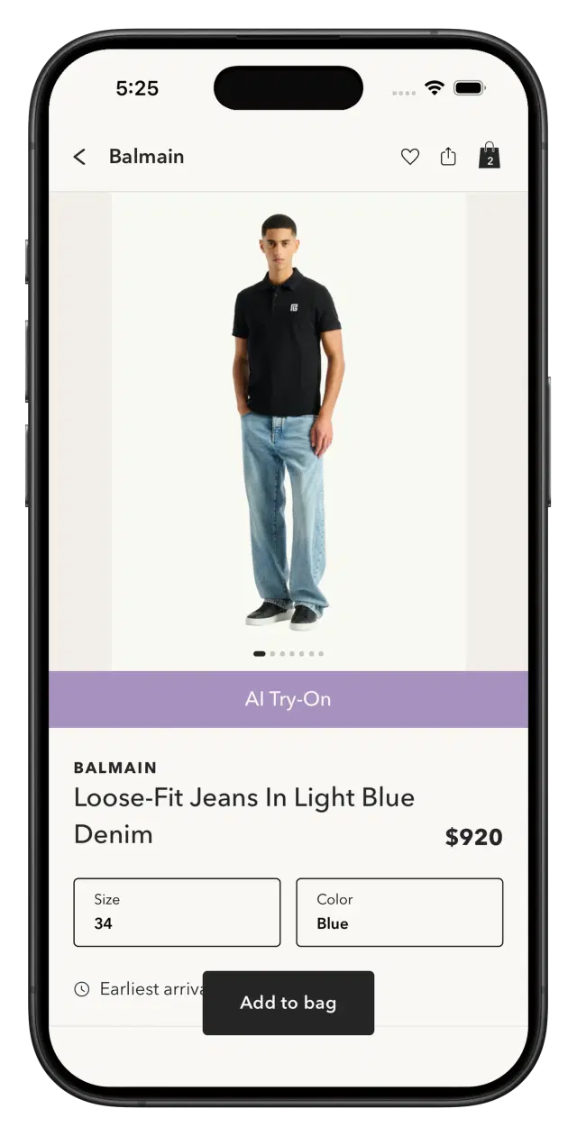 Product screen in the InstaMall app