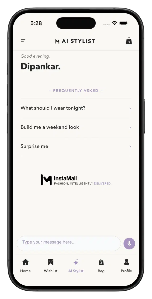 AI Stylist screen in the InstaMall app